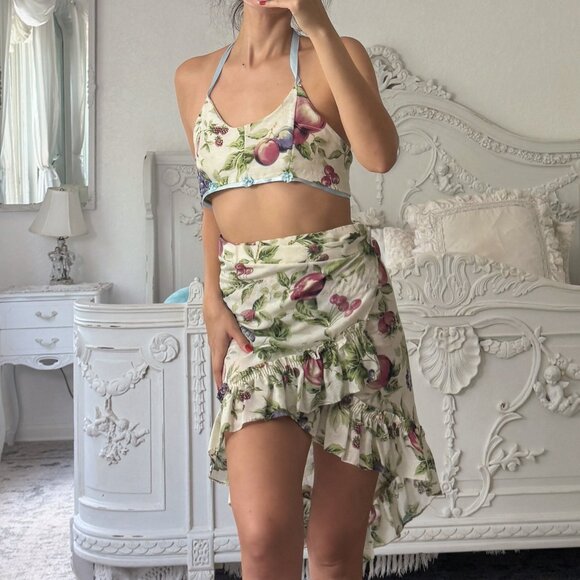 Vintage Boho Floral Skirt Scrunchie Summer Set - Picture 3 of 13